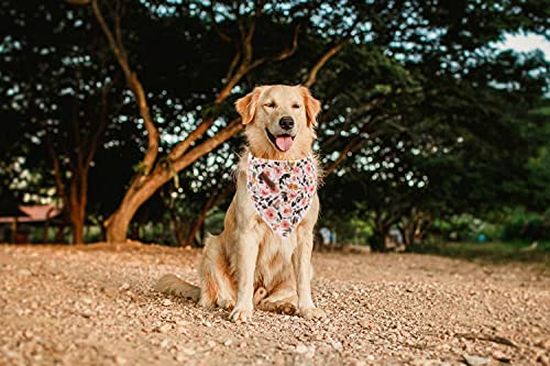 Elegant Little Tail Dog Bandanas - 1Pack Floral Print Washable Dog Scarf Female Square Dog Bib Kerchief Scarf Adjustable Pet Bandana For Small Medium Dogs