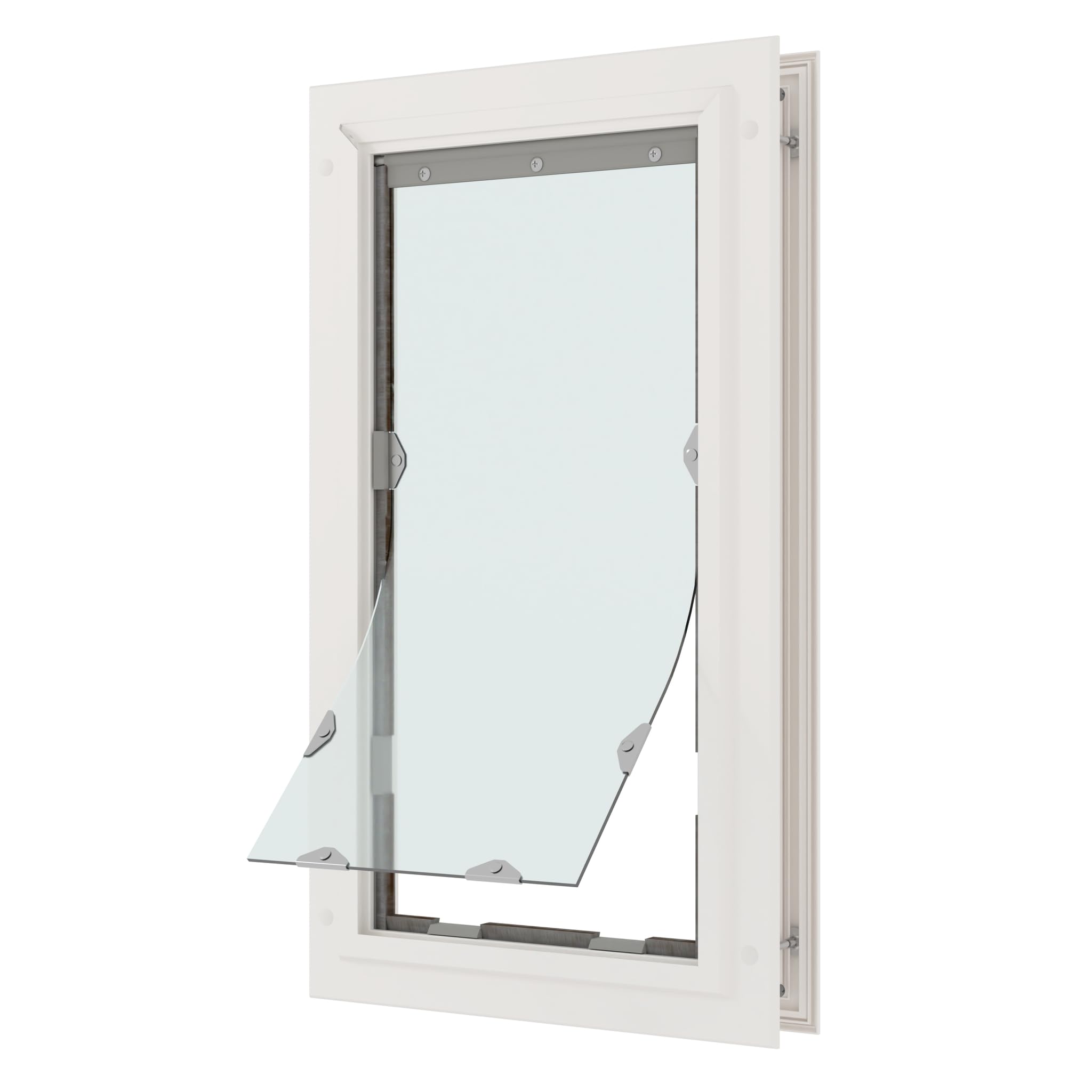 Liberty Pet Door For Doors | Clear Vinyl Dog & Cat Flap For Interior & Exterior Doors | Durable Rust-Free Aluminum Frame | White