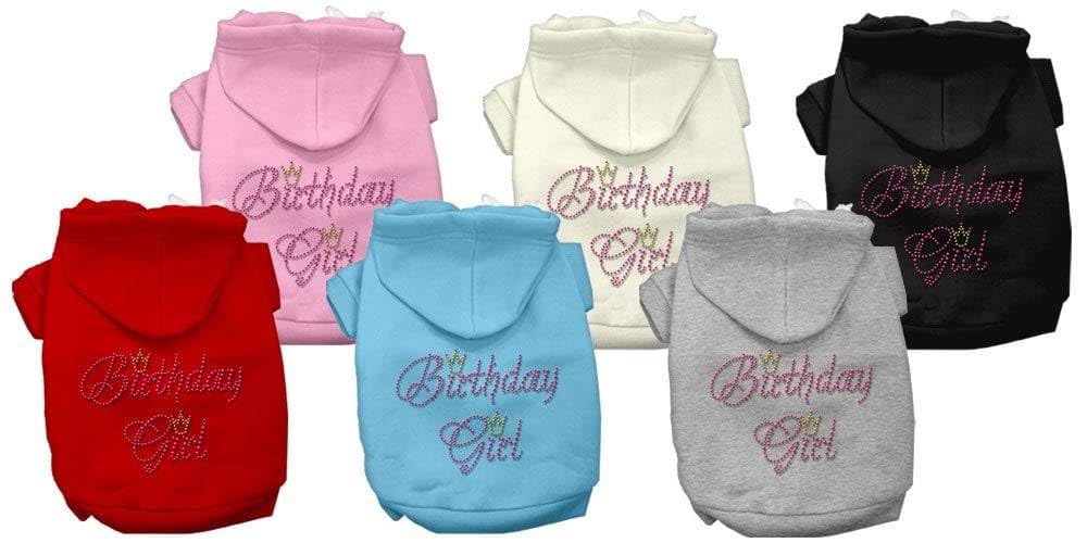 Pet, Dog & Cat Hoodie Rhinestone, &quot;Birthday Girl&quot; Cream 3XL (25-35 lbs.)