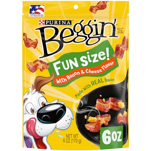 Purina Beggin' Dog Treats, Fun Size With Bacon And Cheese Flavor - (6) 6 Oz. Pouches