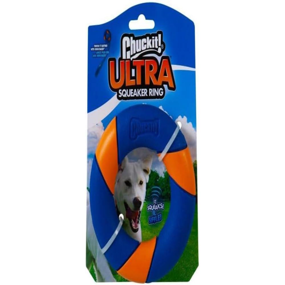 Chuckit! Ultra Squeaker Ring Dog Toy, Outdoor Fetch And Chase Toy For All Breed Sizes, Multi-Color