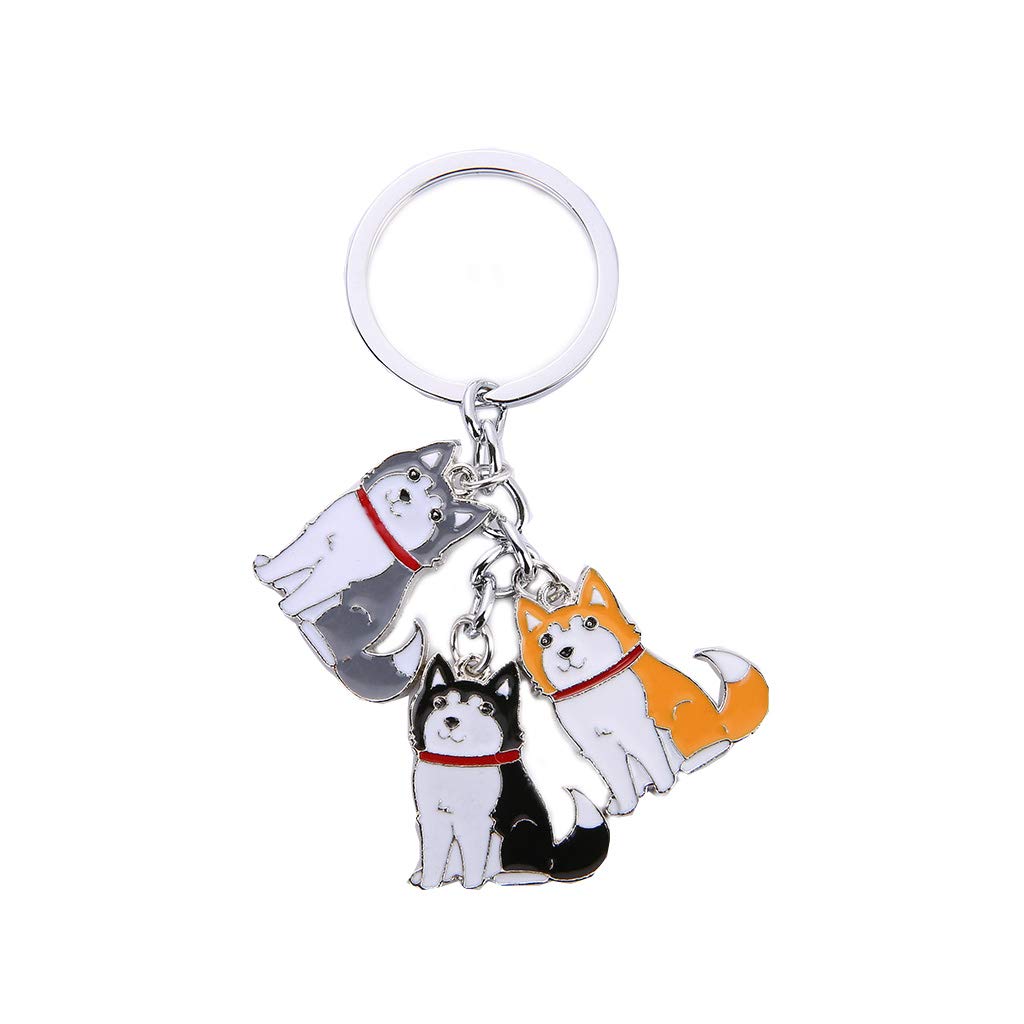 Bbeart Dog Keychain, Pet Pendant Key-Ring, Cute Puppy Id Tags Metal Key Ring For Dog Lover (Alaskan Malamute Three Color)