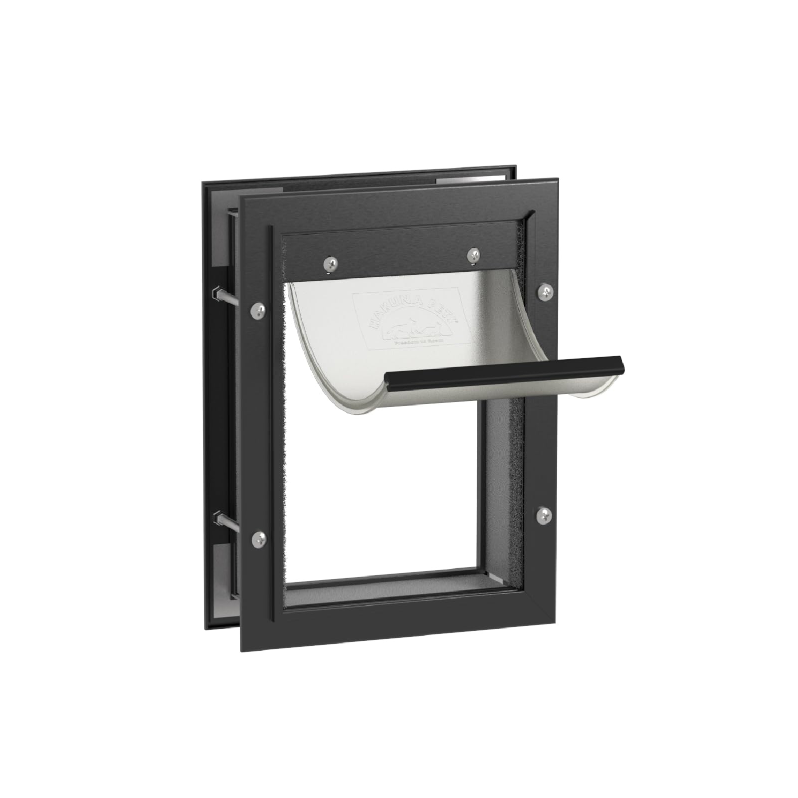 Hakuna Pets Deluxe Aluminum Pet, Cat and Dog Door with 2-Way Locking Panel for Screens, Doors and Walls up to 2.8 Thick, Small, 