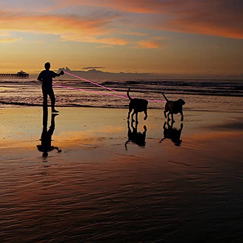 Plutus Pet Long Rope Dog Leash, With Comfortable Padded Handle, Reflective Nylon Heavy Duty Rope Leash, 15Ft 20Ft 30Ft 50Ft 66Ft Dog Training Leash For Small Medium Large Dogs (50Ft, Pink)