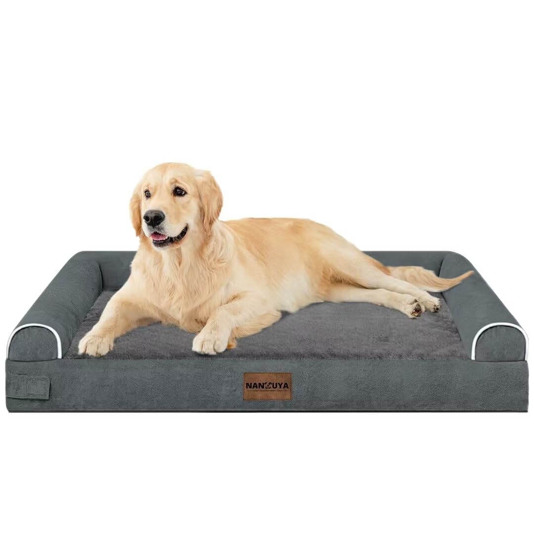 Large Dog Bed Orthopedic Washable: Beds Bolster Xl Bed Big Xlarge Dogs Memory Foam Sofa Couch Waterproof Removable Cover - Dark Grey