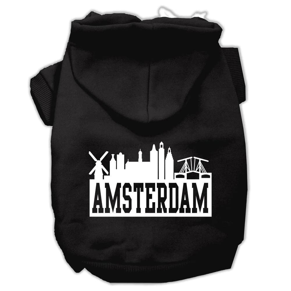 Pet, Dog & Cat Hoodie Screen Printed, &quot;Amsterdam Skyline&quot; Red XL (14-20 lbs.)