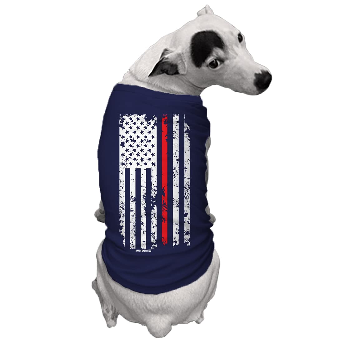 Red Line Flag - Usa American Dog Shirt (Navy, X-Small)
