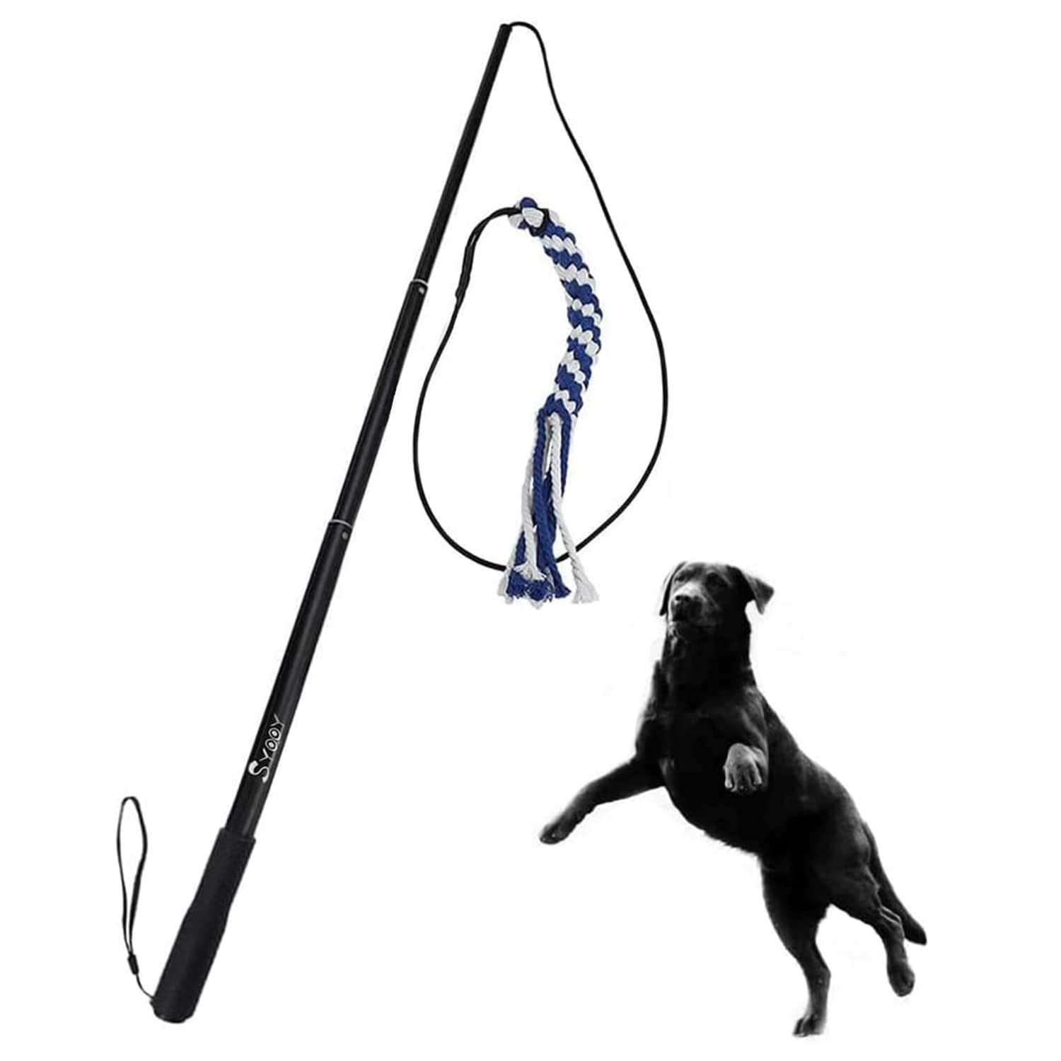SYOOY Flirt Pole for Dogs,Interactive Dog Toys Durable Teaser Wand with 1 Fleece Rope Toy Dog Flirt Pole for Chase and Tug of Wa