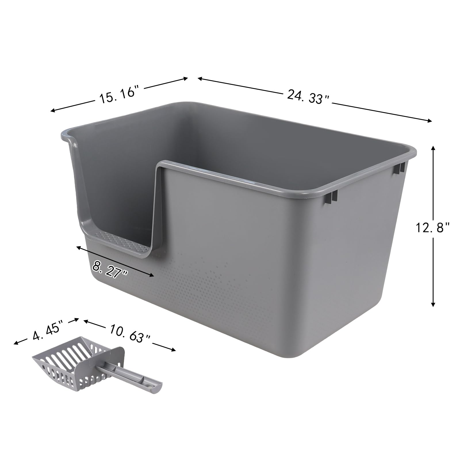 Callyne Set Of 4 Large Open Top Cat Litter Box, Anti-Splashing High Side Cat Litter Tray With Litter Scoop, 24.33'' X 15.16'' X