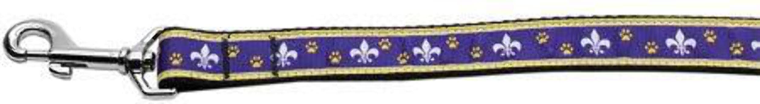 Mirage Pet Products Fleur De Lis Nylon Dog Collars, Medium, Purple & Yellow