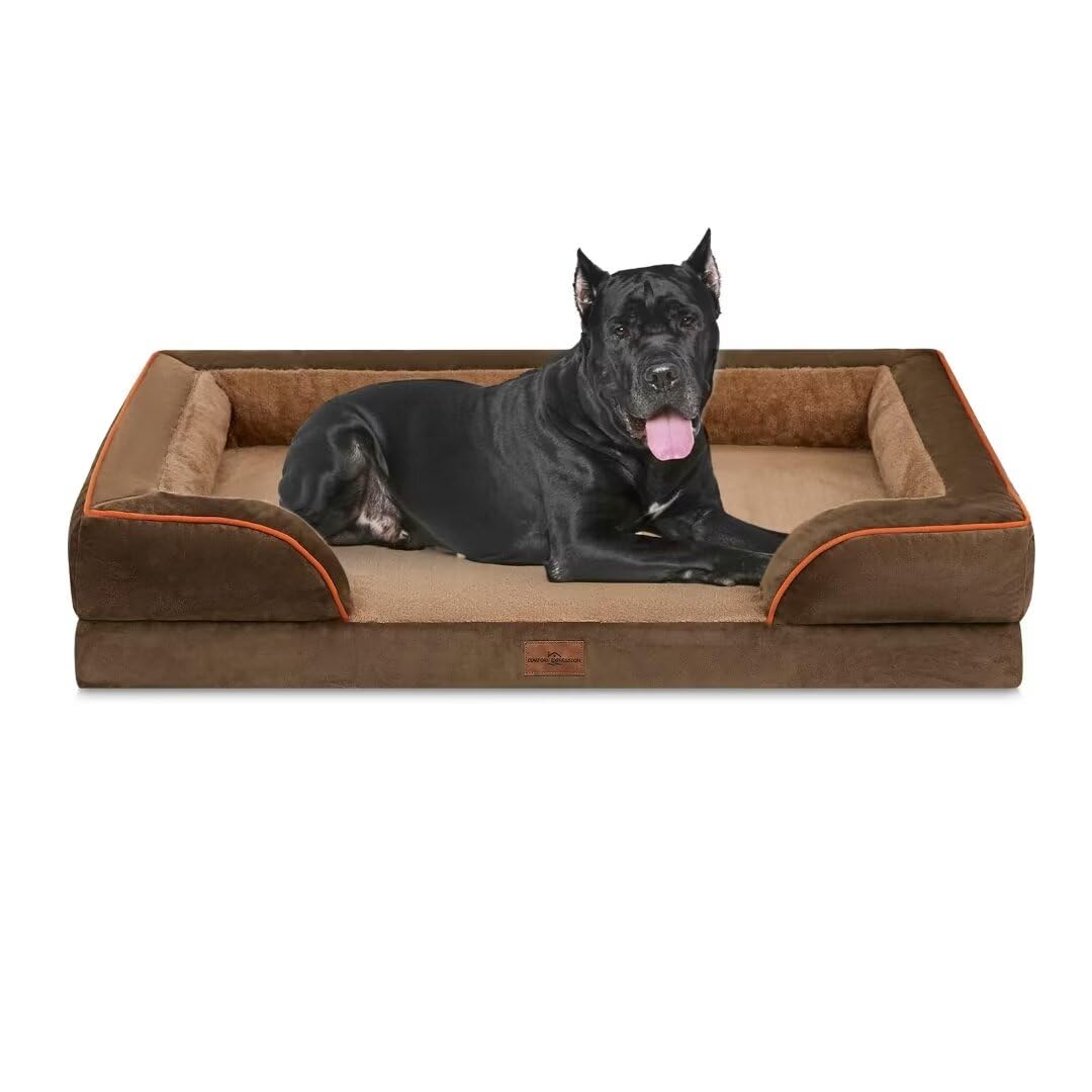 Comfort Expression Xxl Orthopedic Dog Bed For Extra Large Dogs, Washable Dog Sofa Bed, Waterproof Orthopedic Foam Dog Beds With Removable Cover & Non-Slip Bottom(Xx-Large,Brown)