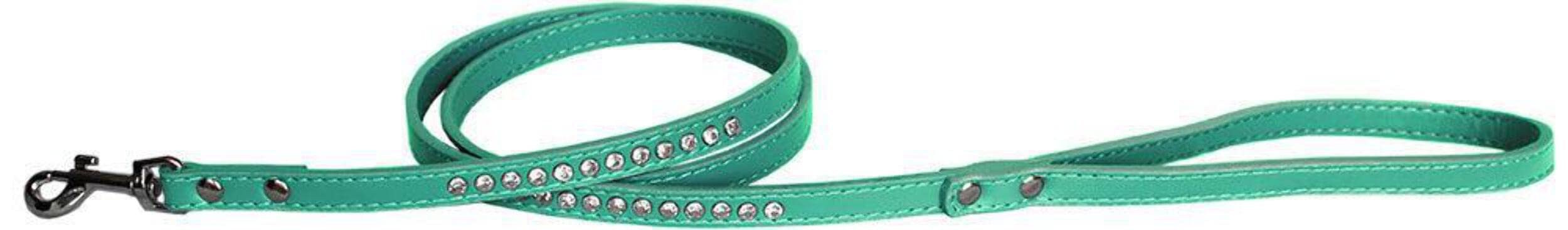 Pet, Dog or Cat Fashion Leash,Clear Jewel (Available in 7 colors) Aqua 1/2" wide x 4' long