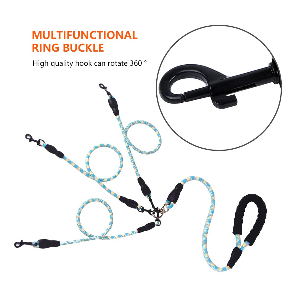 Three Dog Leash,Comfortable Double Dog Leash With Reflective,360 Swivel No Tangle 3 Dog Training Leash,For Large Medium Small Do