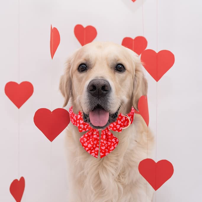 Babole Pet Valentine'S Day Dog Collar With Tie, Pink Red Love Male Dog Collar With Safety Metal Buckle Adjustable Puppy Collars