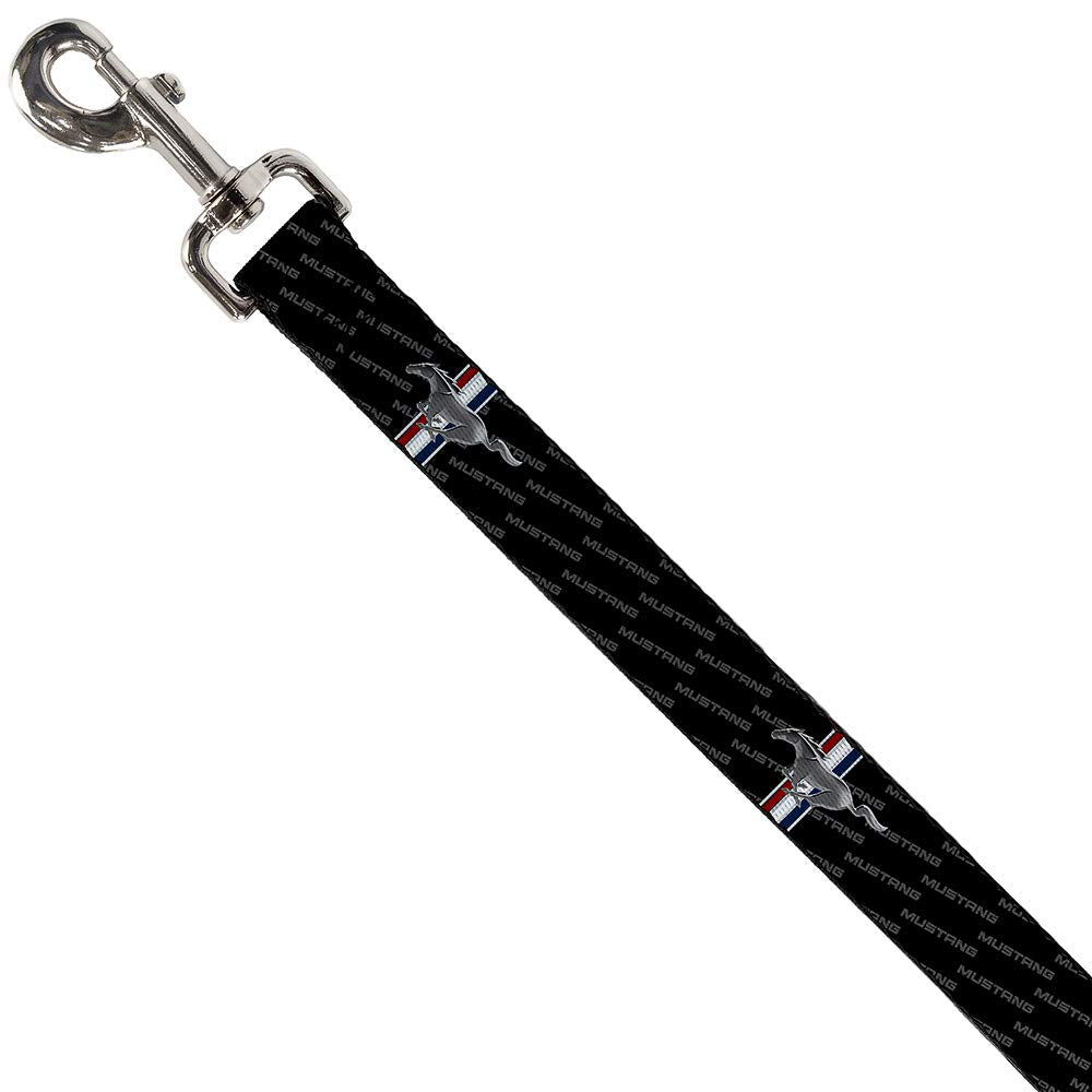 Buckle-Down Pet Leash - Ford Mustang W/Bars Repeat W/Text - 4 Feet Long - 1/2' Wide