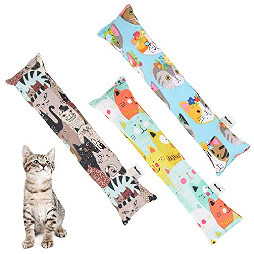 Bingpet 3 Pcs Catnip Toy Cat Kicker Toys, Durable And Bite Resistant Cat Chew Toy, Filled With Natural Catnip, Indoor Kitty Kick Pillow Toy With Cute Printing