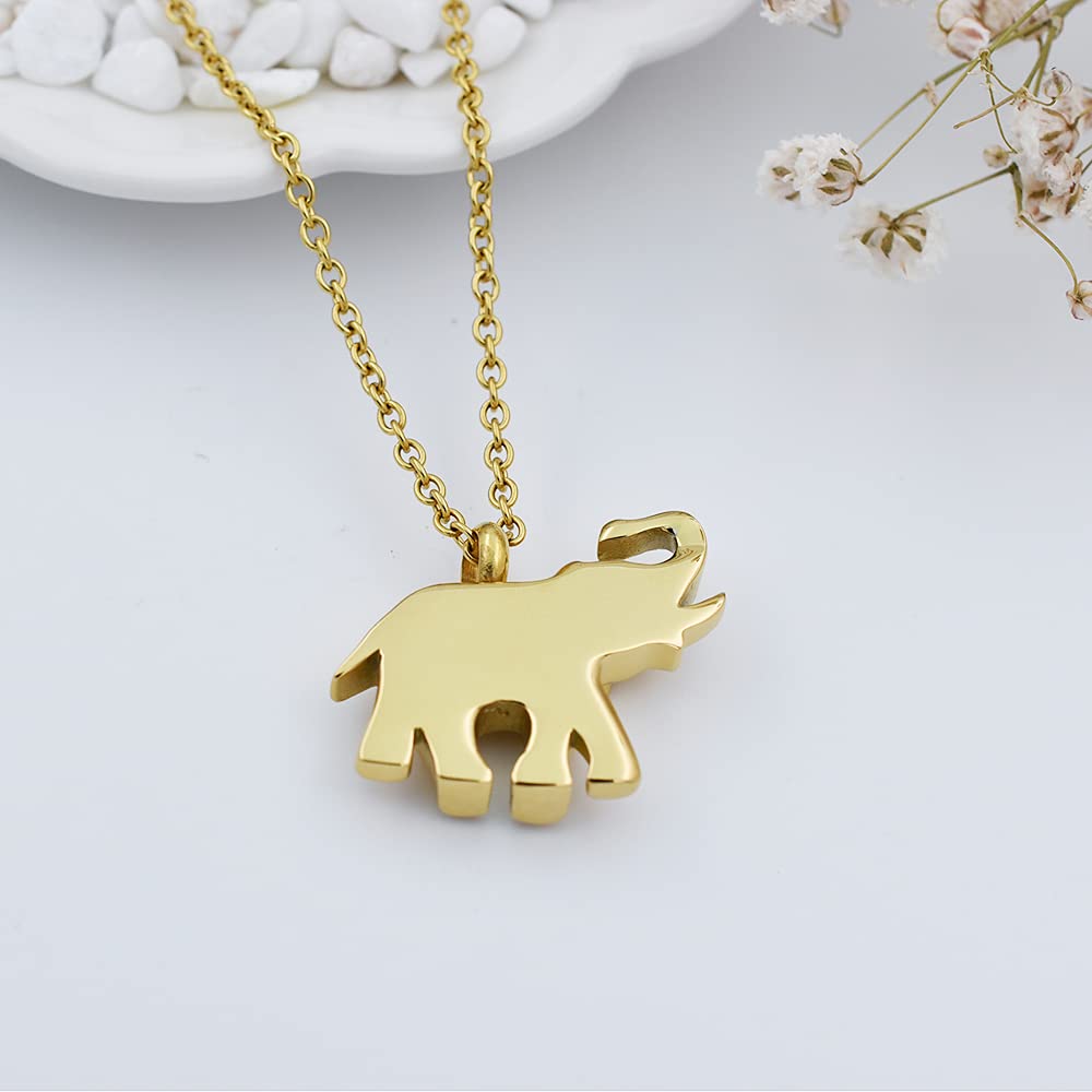 Cute Elephant Cremation Jewelry For Ashes Memorial Jewelry Cremation Urn Necklace Urn Jewelry Memorial Pendant For Pet/Human (Go