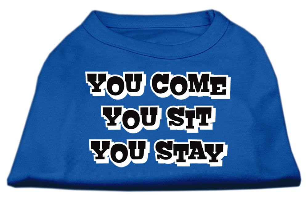 Pet Dog & Cat Shirt Screen Printed, 'You Come, You Sit, You Stay' Black 2Xl (20-25 Lbs.)