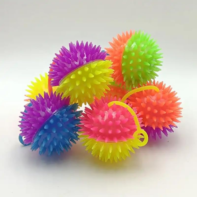 Dog Trust Dog Squeaky Balls Toy Light Up Glowing Puppy Doggie Spiky Balls Dog Chew Rubber Toys Interactive Fetch Toys For Small 