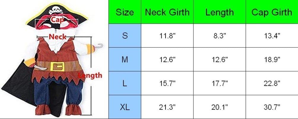 Idepet New Funny Pet Clothes Pirate Dog Cat Costume Suit Corsair Dressing Up Party Apparel Clothing For Cat Dog Plus Hat (Large)