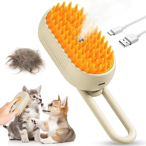 See Ever Cat Steam Brush, Dog Steam Brush, Steam Brush for Cats and Dogs, Pet Hair Brush, Steaming Pet Hair Brush, Cat and Dog C