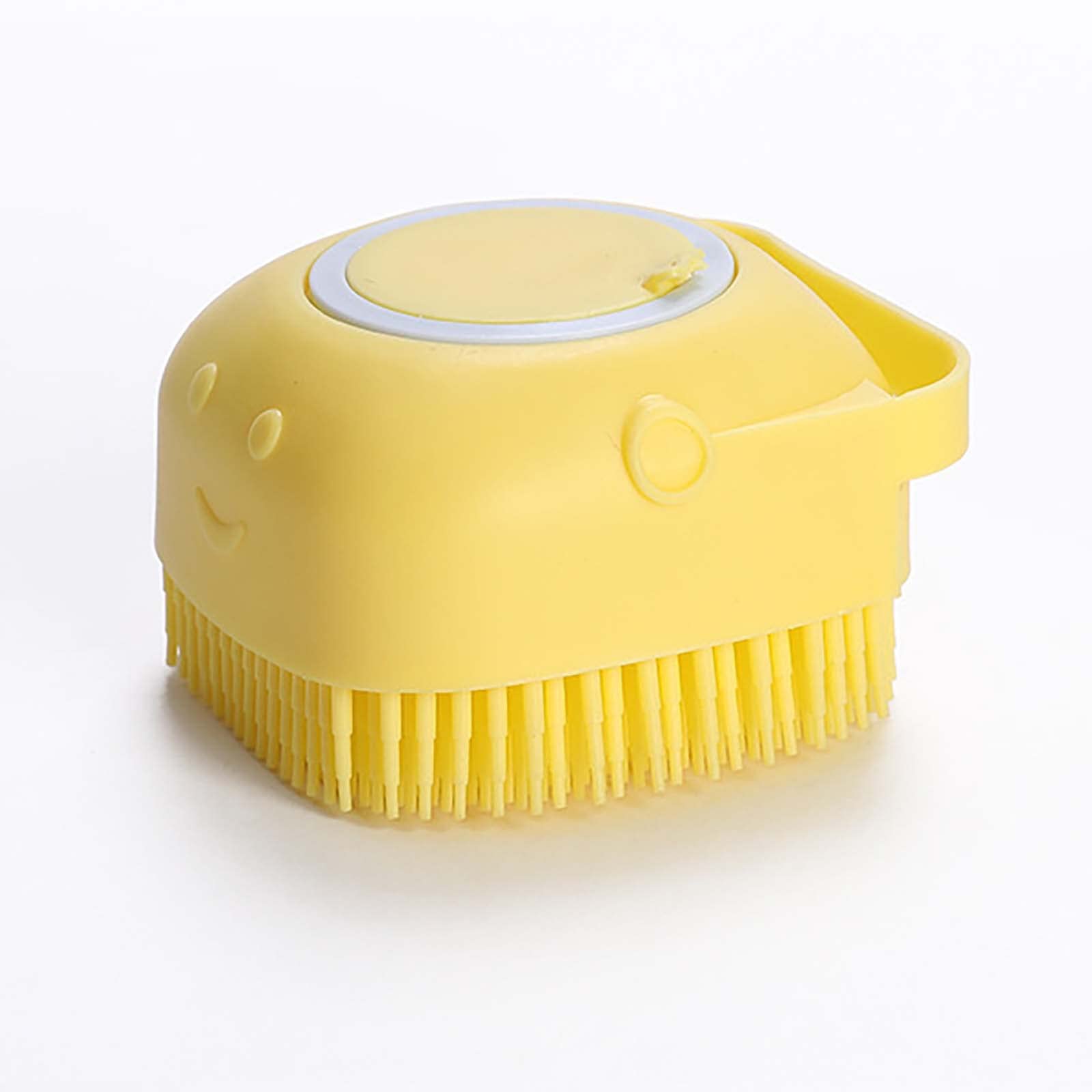 Lrhinetar Dog Bath Brush, Dog Grooming Brush - Silicone Cat Shampoo Comb, Shampoo Dispenser For Kitty And Puppy (Yellow)
