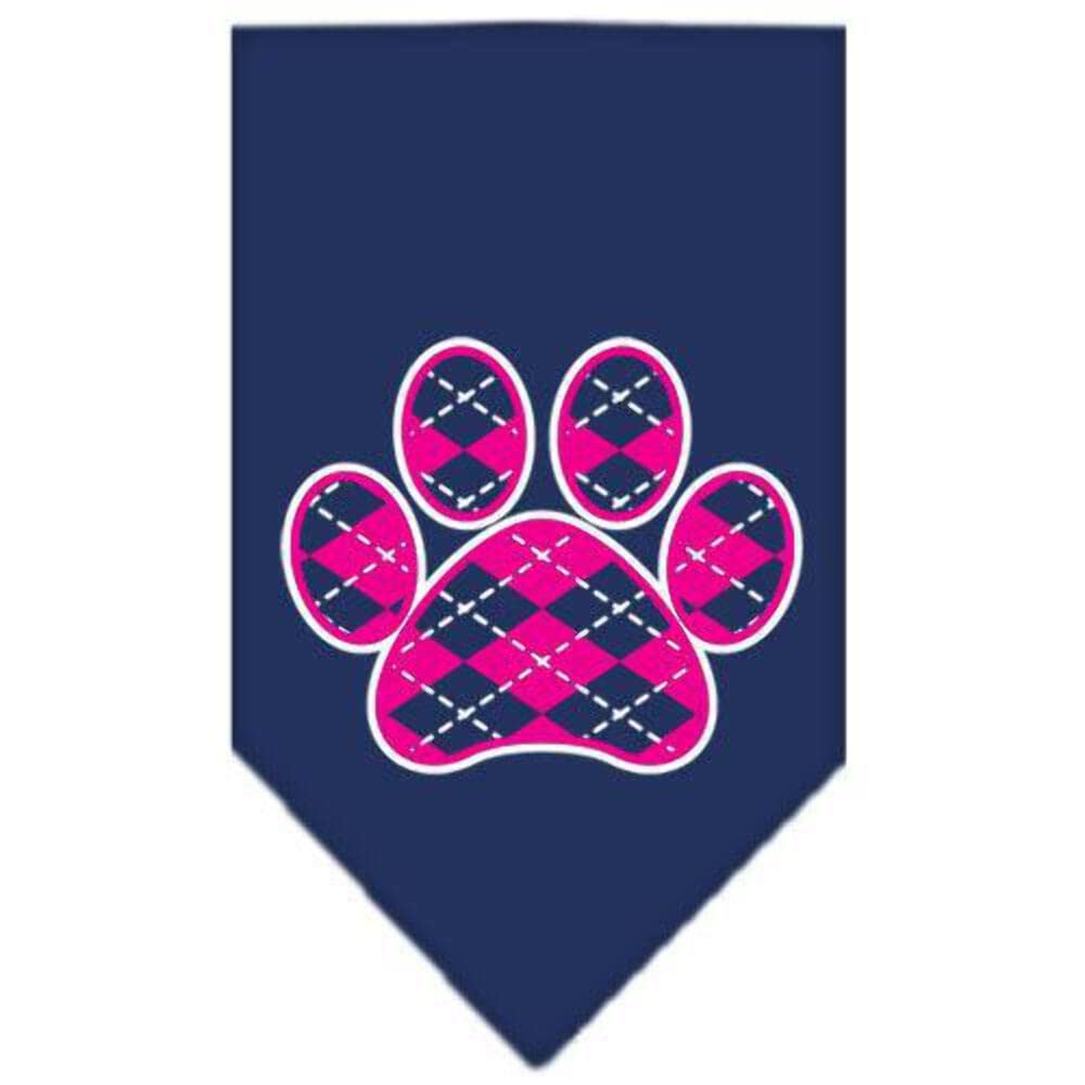 Mirage Pet Products Argyle Paw Pink Screen Print Bandana for Pets, Large, Yellow