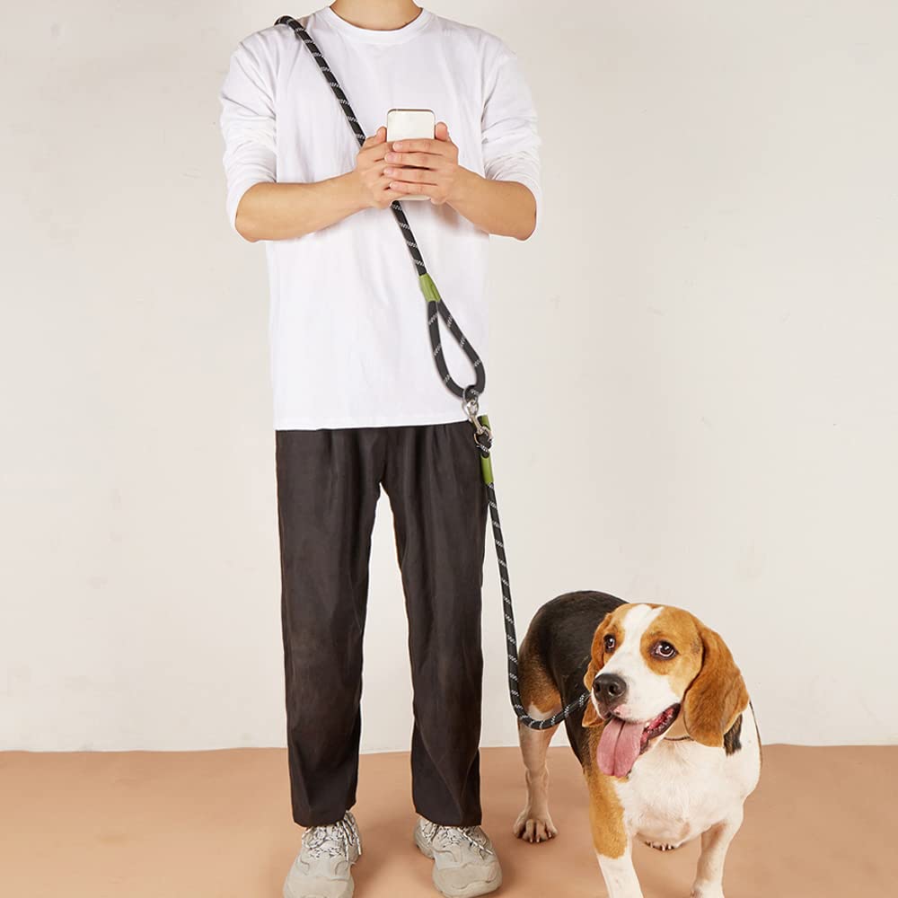 Pawstrip Hands Free Dog Leash Waist & Crossbody Rope With Slip Lead Durable For 2 Dogs Nylon Reflective Heavy Duty Hiking Running Leash For Large Dogs (Blue)