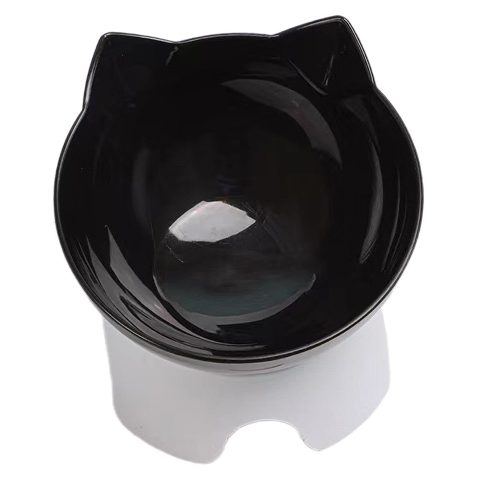 Atorse Raised Cat Food Bowl Easy To Clean Dish Water Bowl For Kitten Small Dogs Black