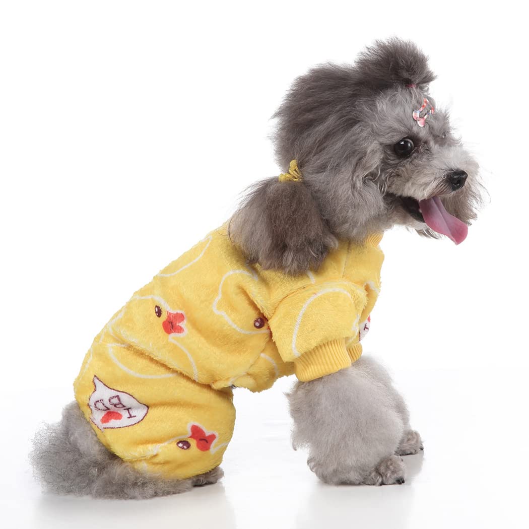 XIAOYU Cute Duck Coral Fleece Pet Clothes Dog Hoodie Coat Sweatshirts Soft Pajamas Winter Clothes(L)