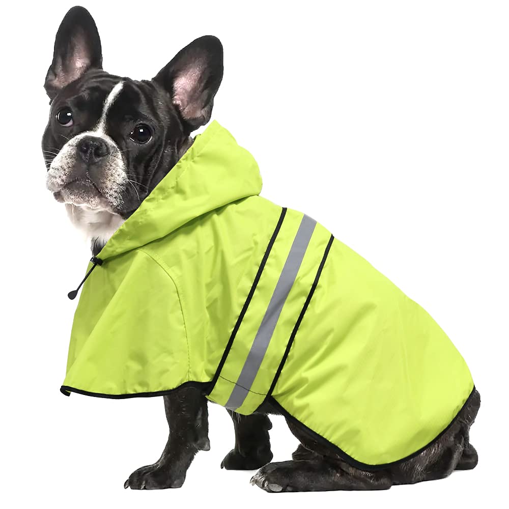 Ezierfy Waterproof Puppy Rain Jacket - Adjustable Reflective Dog Raincoat, Lightweight Dog Hooded Slicker Poncho Raincoats For S