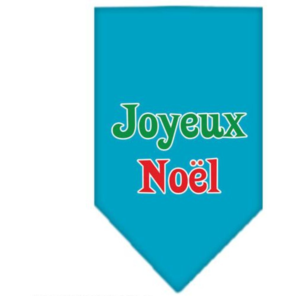 Christmas Pet and Dog Bandana Screen Printed, &quot;Joyeux Noel&quot; Turquoise Small