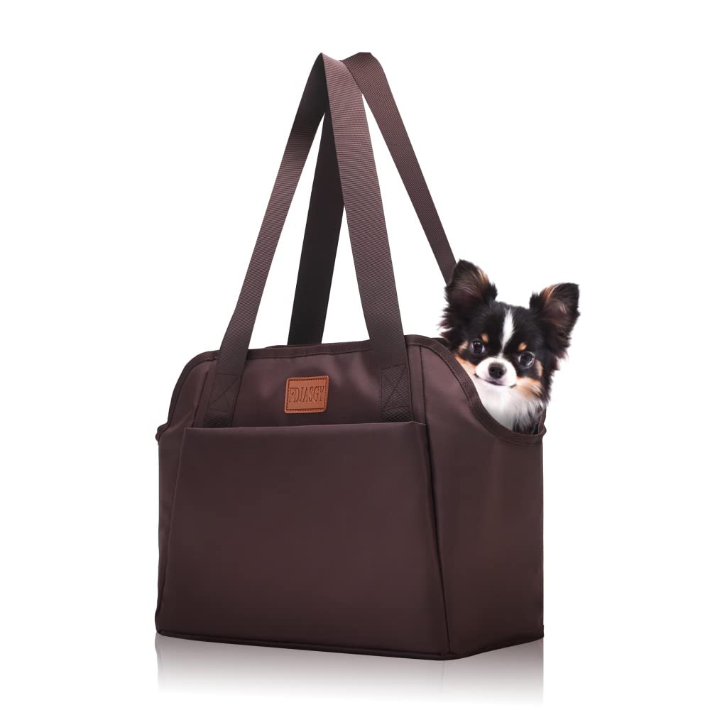FDJASGY Dog Purse Carrier with Pocket and Safety Tether,Soft-Sided Small Dog Carrier for Small Medium Pet Outdoor Shopping Tote 
