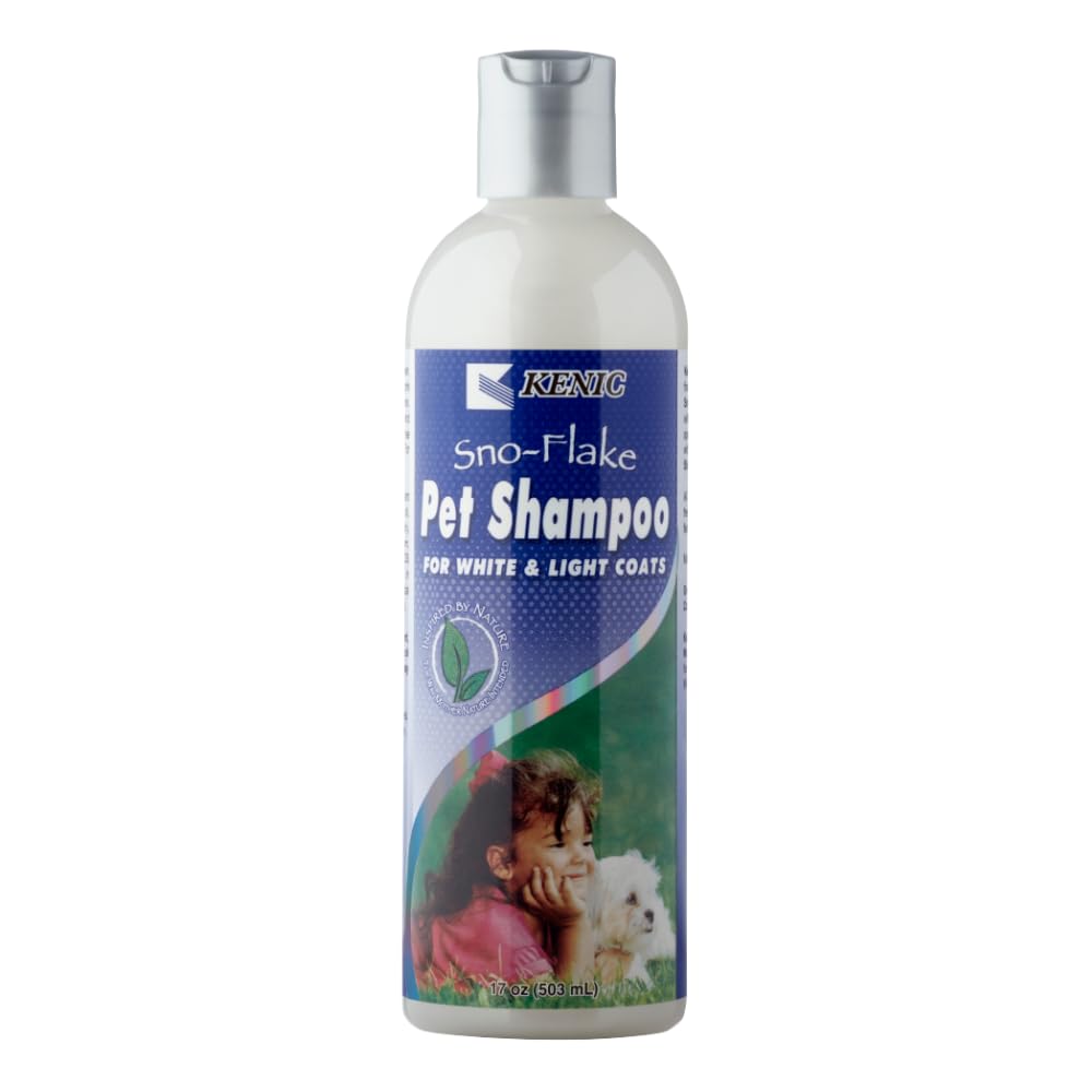 Kenic SNO-Flake Whitening Dog Shampoo - Brightens White & Light Coats, Botanical Conditioning Formula, Bleach-Free & Soap-Free, 