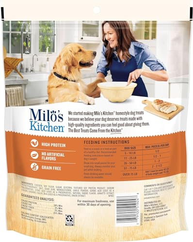 Milos Kitchen Homestyle Dog Treats, Chicken Jerky, 15 Ounce, High Protein, No Artifical Flavors