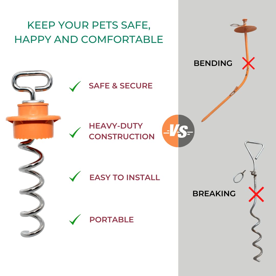 Intellileash Intelli-Stayk 4" Diameter Dog Leash with Surface-Lock Technology, Orange-Silver, Model 76071
