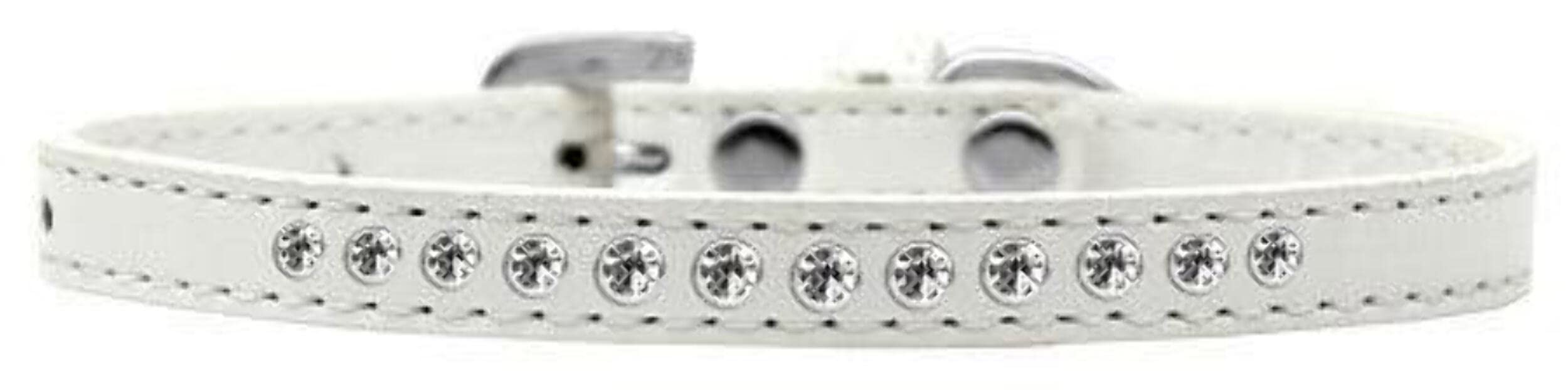 Mirage Pet Products Clear Crystal Puppy Dog Collar, Size 8, White
