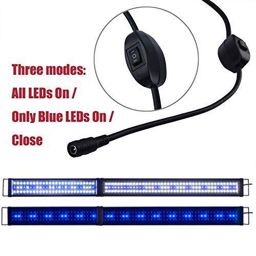 Kzkr Led Aquarium Light 60-72 Inch Foldable Adjustable Fish Tank Light Hood Lamp For Freshwater Saltwater Marine Blue And White Decorations Light 5-6Ft 150Cm - 180Cm