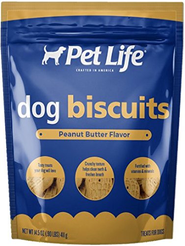 Pet Life Biscuits with Peanut Butter and Molasses Crunchy Dog Treats, 14.5 oz