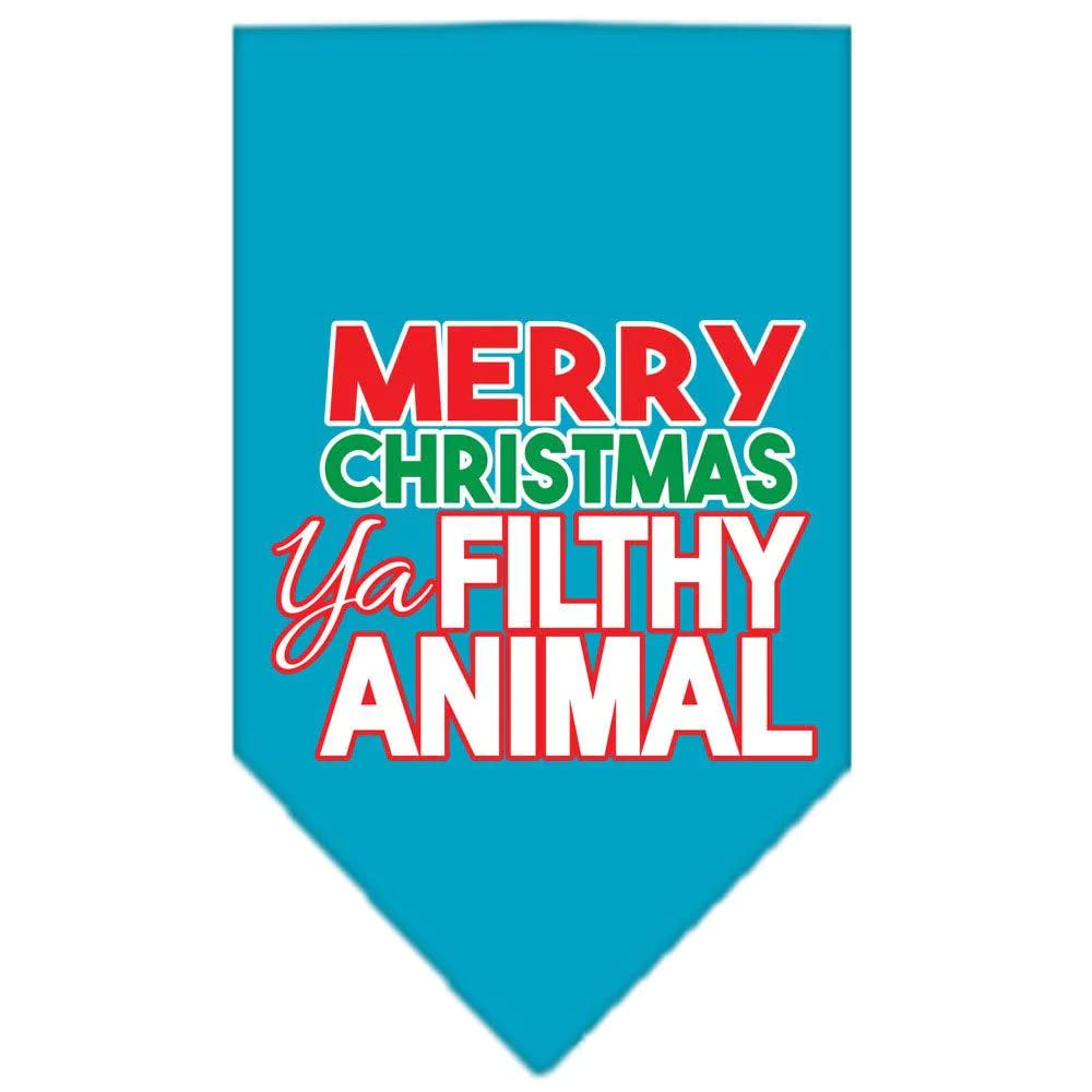 Christmas Pet and Dog Bandana Screen Printed, "Merry Christmas, Ya Filthy Animal" White Large