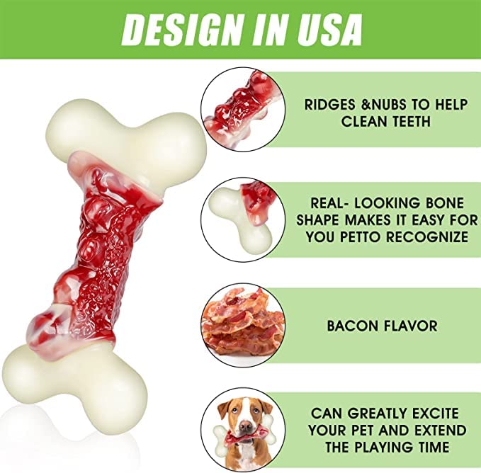 Dog Toys For Aggressive Chewers, Dog Toys For Large Dogs, Indestructible Dog Toy, Dog Chew Toys For Medium/Large Breed Dogs, Best Dog Toys To Keep Them Busy, Real Bacon Flavored