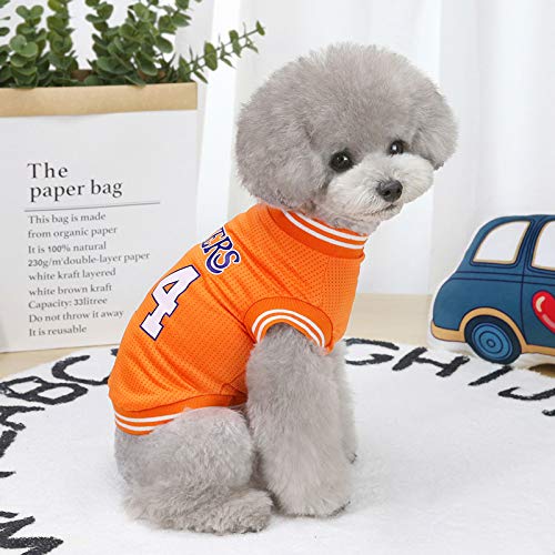 Dog Clothes Basketball Mesh Breathable T-Shirt,Pet Clothes Puppy Sportswear Spring/Summer Fashion Dog Shirt. (Orange, Medium)