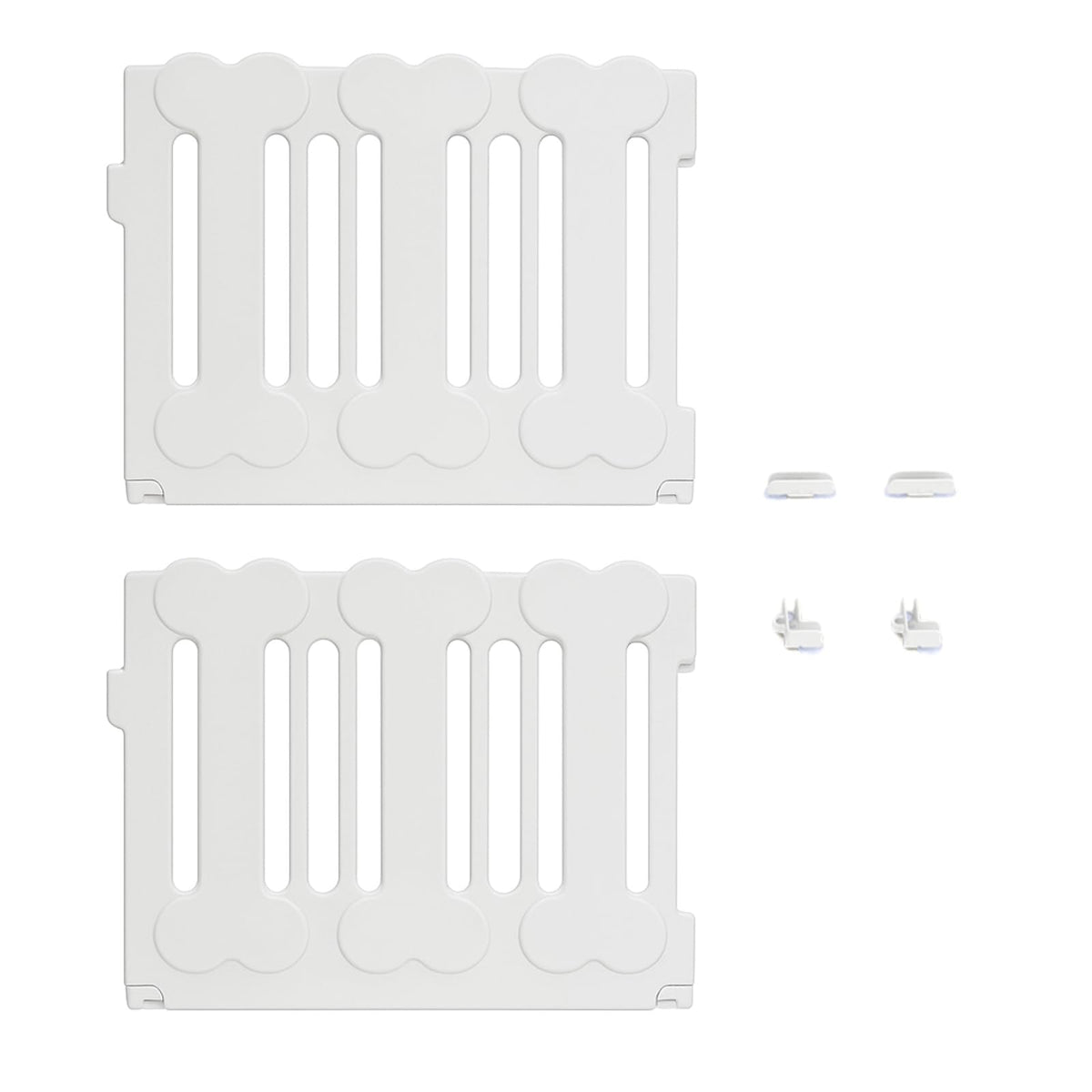 Lucky Muffin 2-Panel Add-On Set | Fits 6/8/10 Panel Dog Playpens - Lightweight Plastic Fence Panels With Connectors (White)