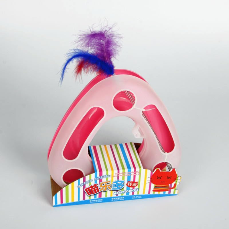 Bohobark Cat Happy Circle With Ball Bell And Feather Mouse Attached For Cats And Kittens