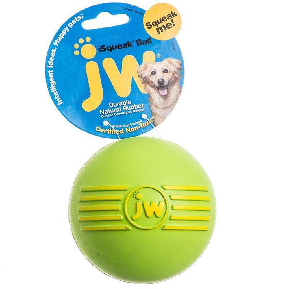 JW ISqueak Ball Durable Natural Rubber Dog Toy (Assorted Colors)