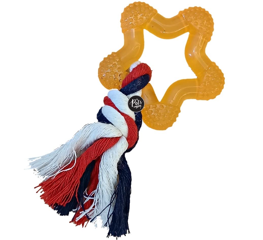 The Pets Company Tpr Star With Rope Knot, Puppy Chew Teething Toy For Playing And Teeth Cleaning Training