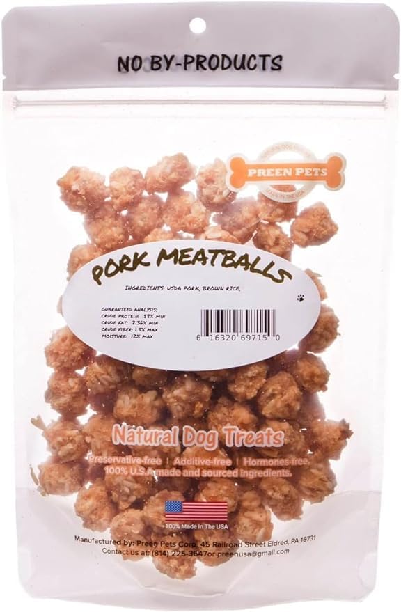 Preen Pets Pork Meatballs Dog Treats (8OZ)