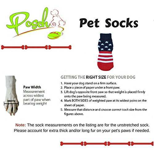 Posch Anti-Slip Knit Socks For Pets With Traction Soles For Indoor Wear. Slip On Paw Protectors For Small And Medium Breed Dogs. Stars And Stripes, M
