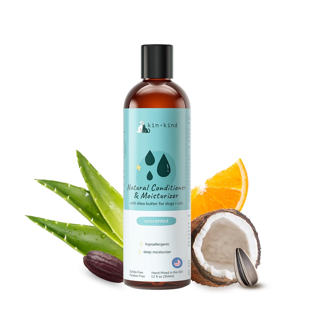 kin+kind Cat & Dog Conditioner with Shea Butter, Aloe & Betaine - All-Natural Pet Supplies to Moisturize, Soften & Restore Coat,