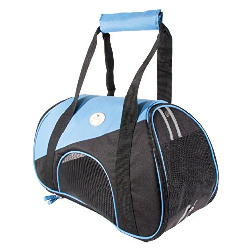 Pet Life Zip-N-Go Airline Approved Contoured Fashion Designer Pet Dog Carrier, One Size, Blue, Black